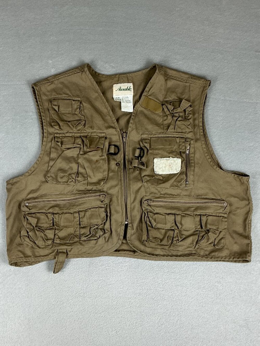 Vintage Ausable Khaki Fishing Utility Vest Men's Size XL Multi Pockets Gorpcore.